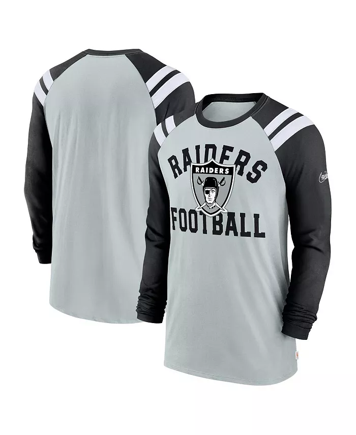 

Мужская футболка с длинным рукавом Las Vegas Raiders Classic Arc Raglan Tri-Blend, цвет серебристый и черный Nike