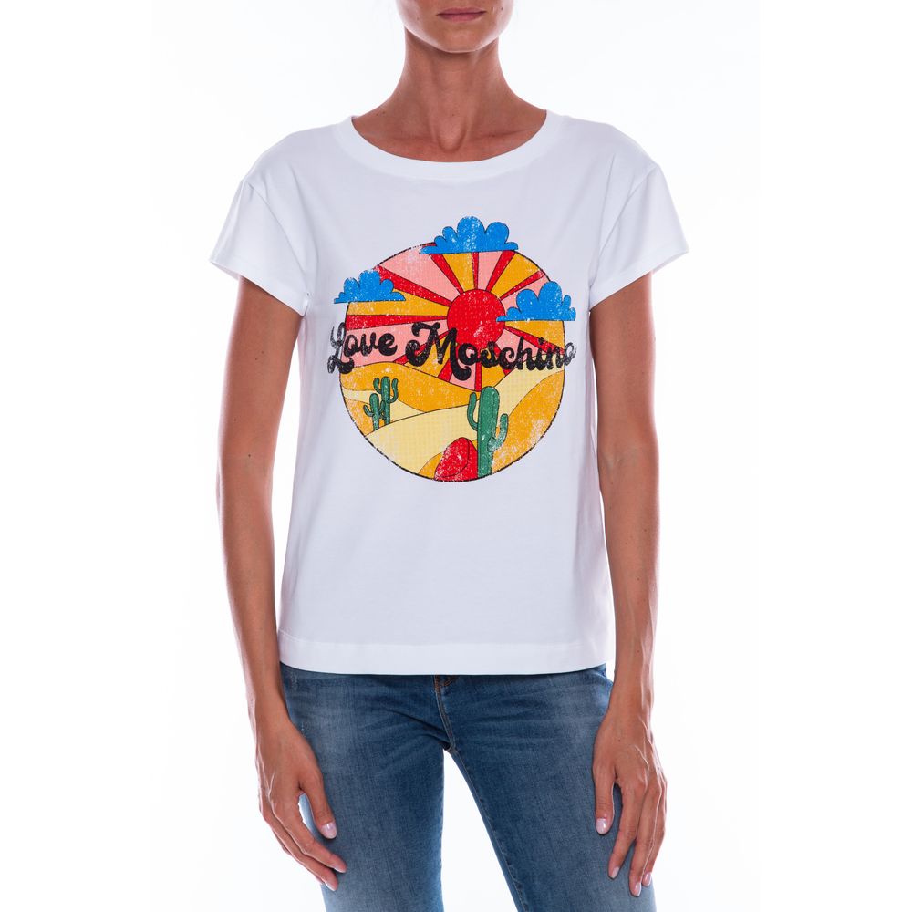 

Белая хлопковая женская футболка LOVE MOSCHINO