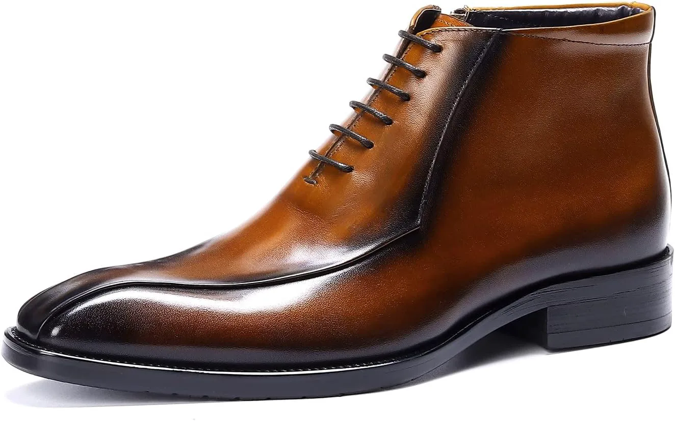 

Мужские ботинки Santimon Oxfords, формальные, из натуральной кожи, с гладким носком, на щиколотке, мужская мода, деловой стиль, повседневная одежда, на свадьбу, выпускной, под смокинг, комфортные западные ботинки на шнуровке, коричневый