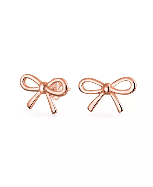 

Изящные, простые, изящные серьги-гвоздики в форме банта из стерлингового серебра 925 пробы с ленточкой на подарок на день рождения Bling Jewelry, rose