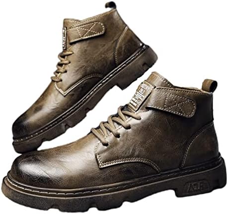 

Мужские винтажные флисовые ботинки с круглым носком, итальянская классическая мода, удобная пряжка, шнуровка Vannida, коричневый