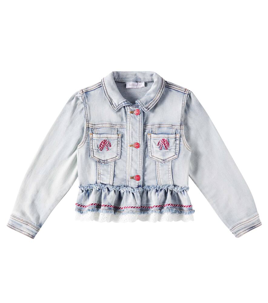 

Джинсовая куртка с оборками и кружевной отделкой Monnalisa, Stone Bleach