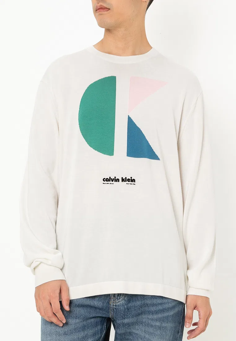 Свитер, цветблок, Calvin Klein Jeans, цвет Tofu