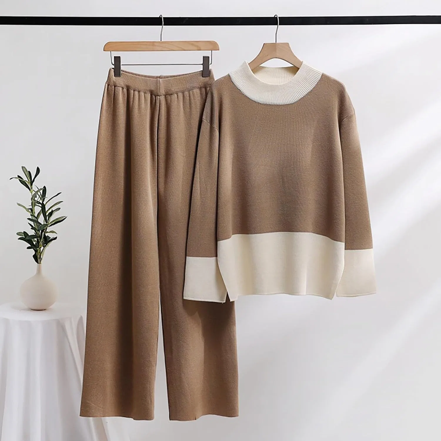 Женский спортивный костюм из рибаны 2 предмета, A03_brown — фото 2