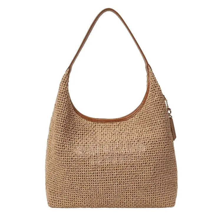 

PAYOT Плетёная соломенная сумка через плечо с искусственной кожей, Brown