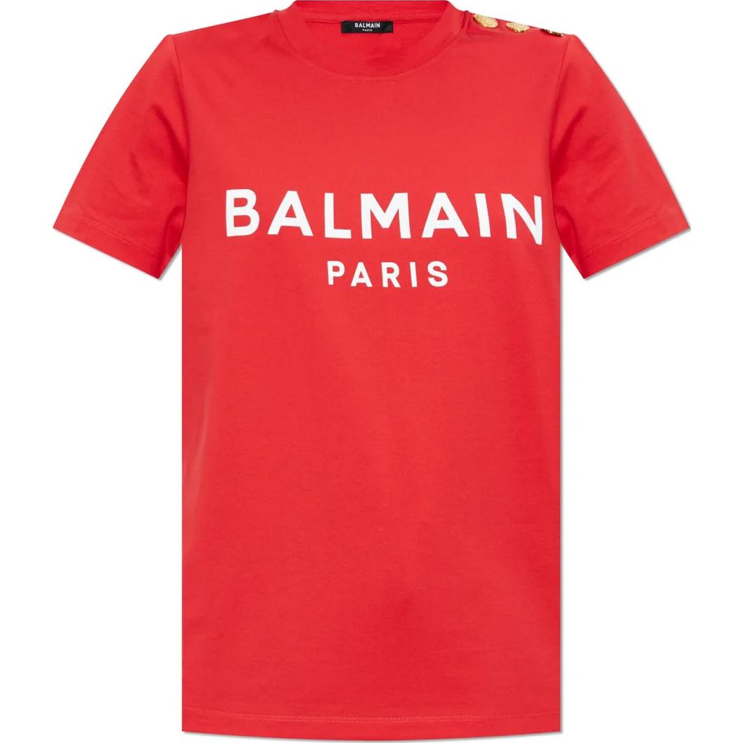 Футболка с логотипом BALMAIN, красный