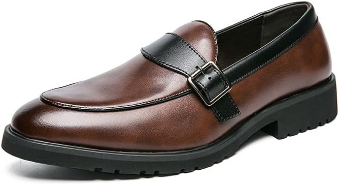 

Мужские туфли-лоферы Santimon с монк-ремнем, классические мокасины, современные замшевые кожаные туфли для мужчин, коричневый