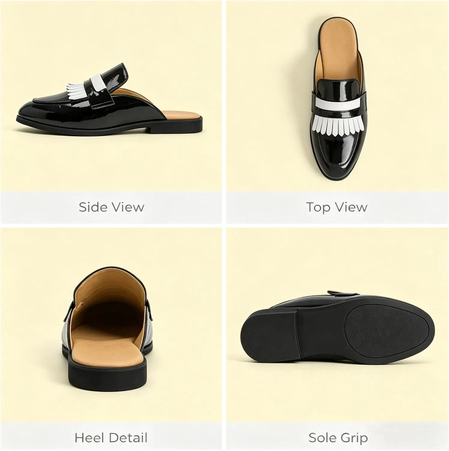 Мужские мюли из лаковой кожи, Loafers, черный QPVKXDU — фото 4
