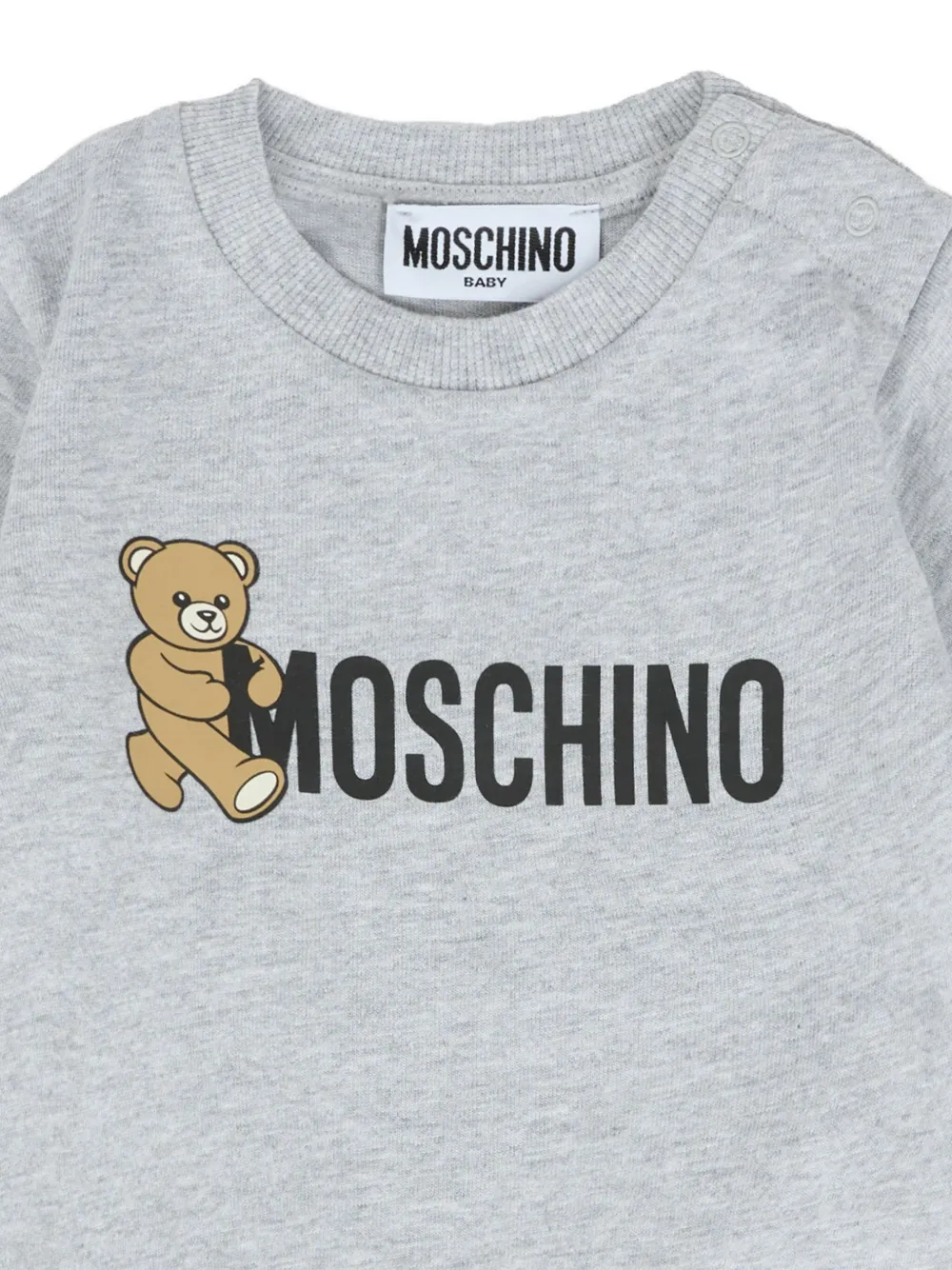 Хлопковая футболка Moschino Kids, серый — фото 3