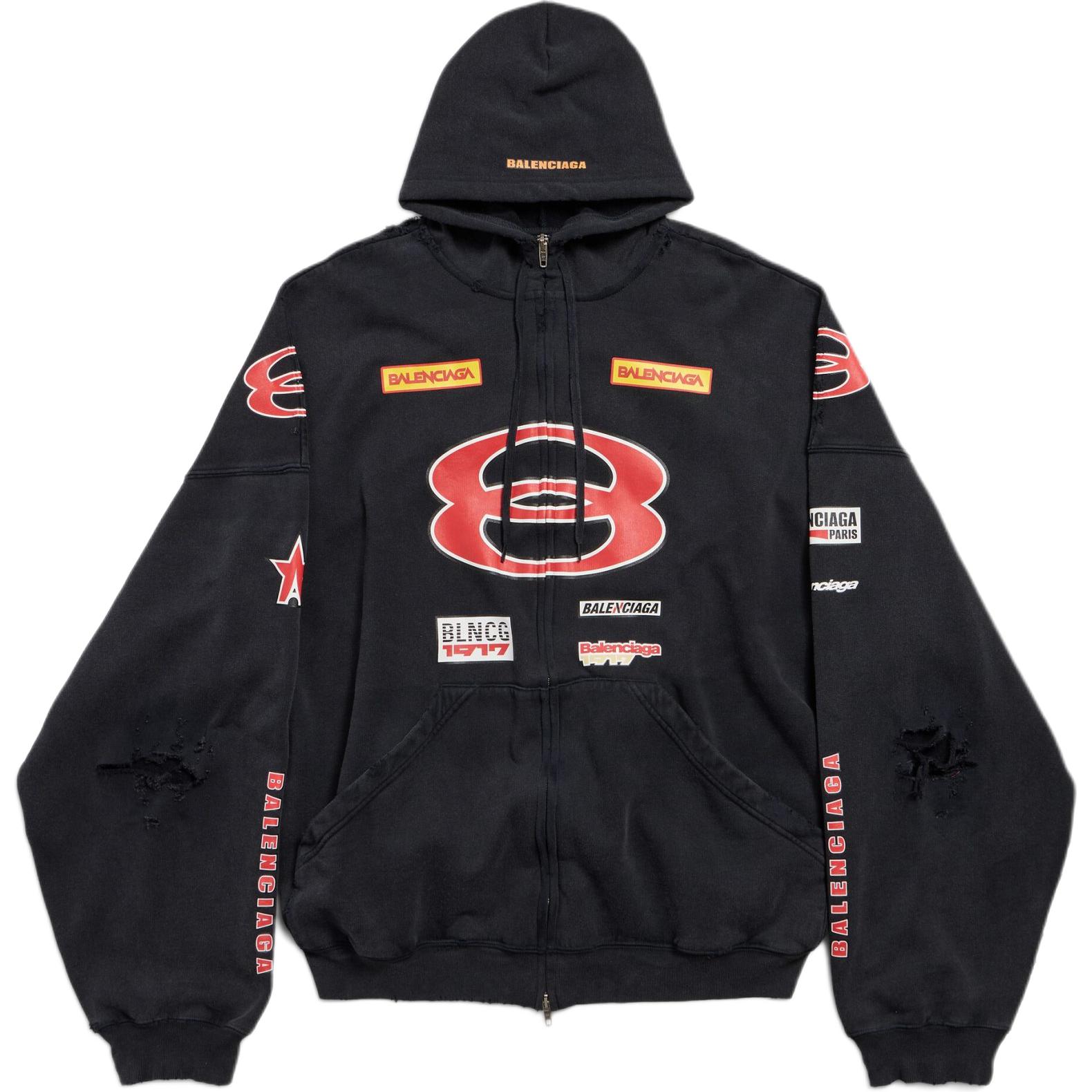 

Спортивный худи с молнией sponsor logos large Balenciaga, черный