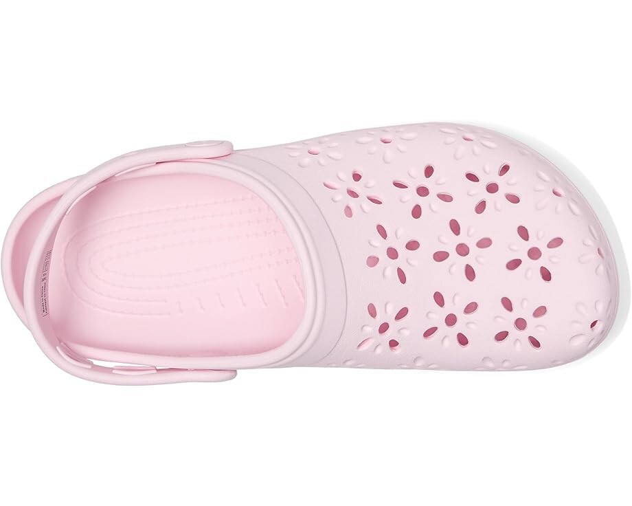 Сабо Unisex Crocs Classic Clogs with Floral Cut Out Design, цвет Pink Milk — фото 2