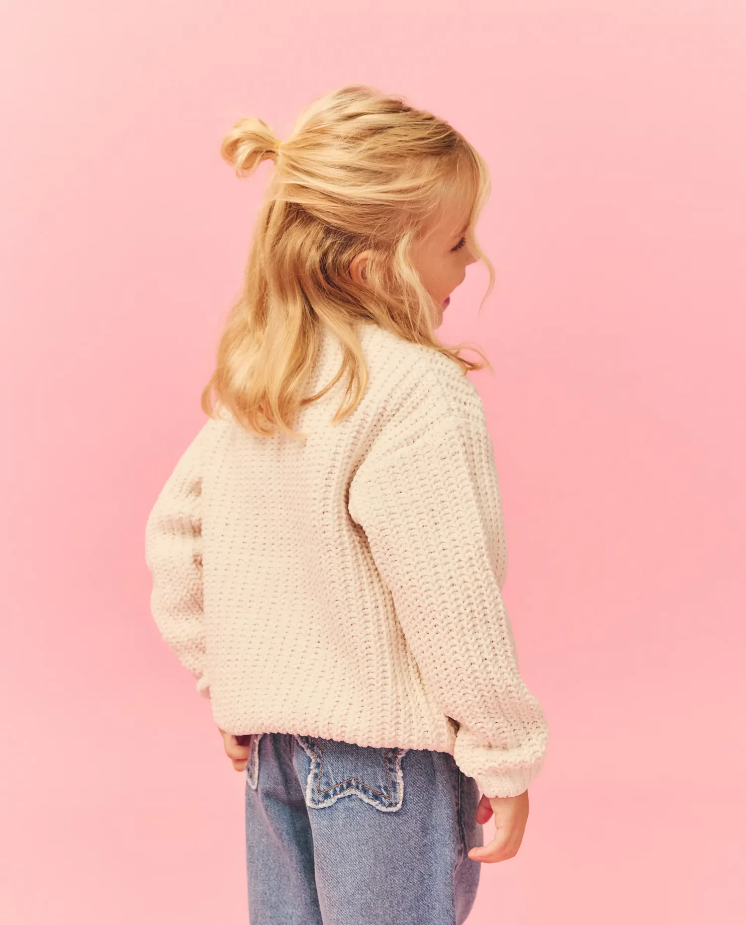 Вельветовый свитер с вышивкой звезд в тон для девочки Kids El Corte Inglés, 120 Crudo — фото 3
