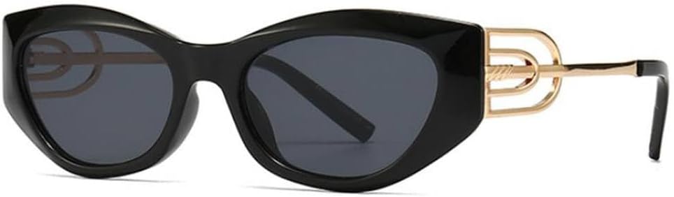 

Модные винтажные солнцезащитные очки «кошачий глаз» с угловыми линзами, женские, с металлическим декором, мужские, в маленькой оправе, с защитой от УФ-излучения HVTVTLA, Black Gray