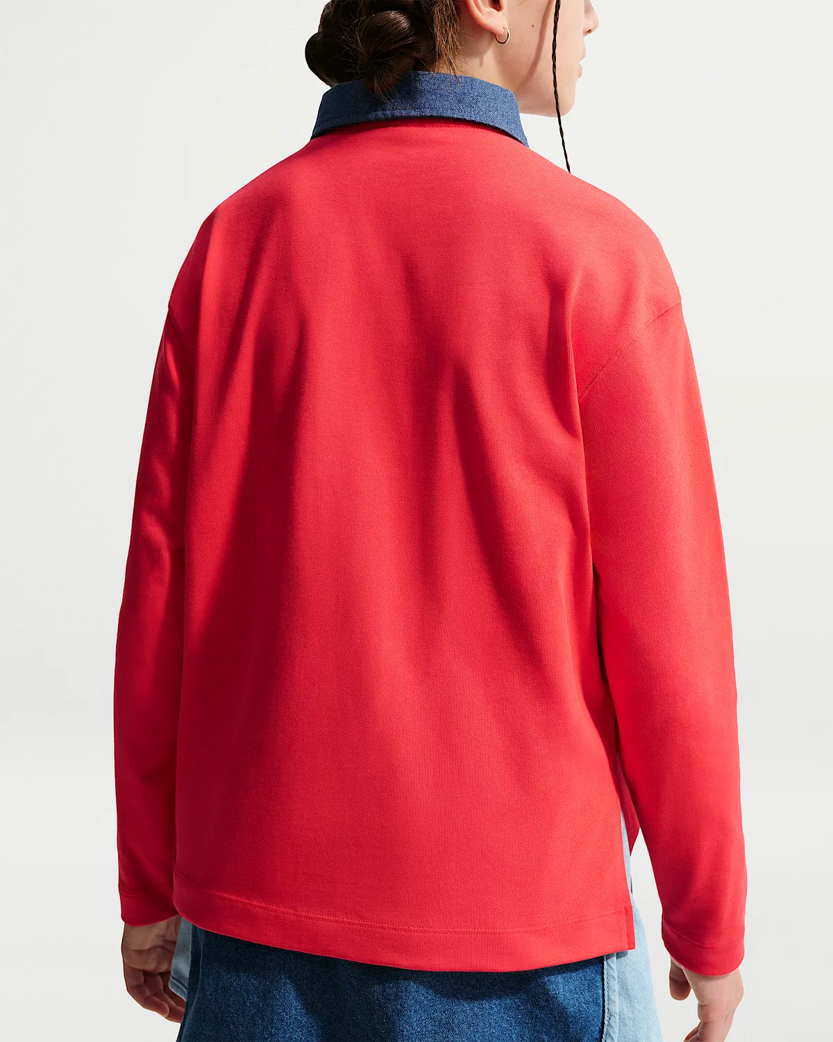 Длинный поло Nike Sportswear Collection для старших детей (девочек), Light Crimson/Mystic Navy/Light Crimson — фото 2