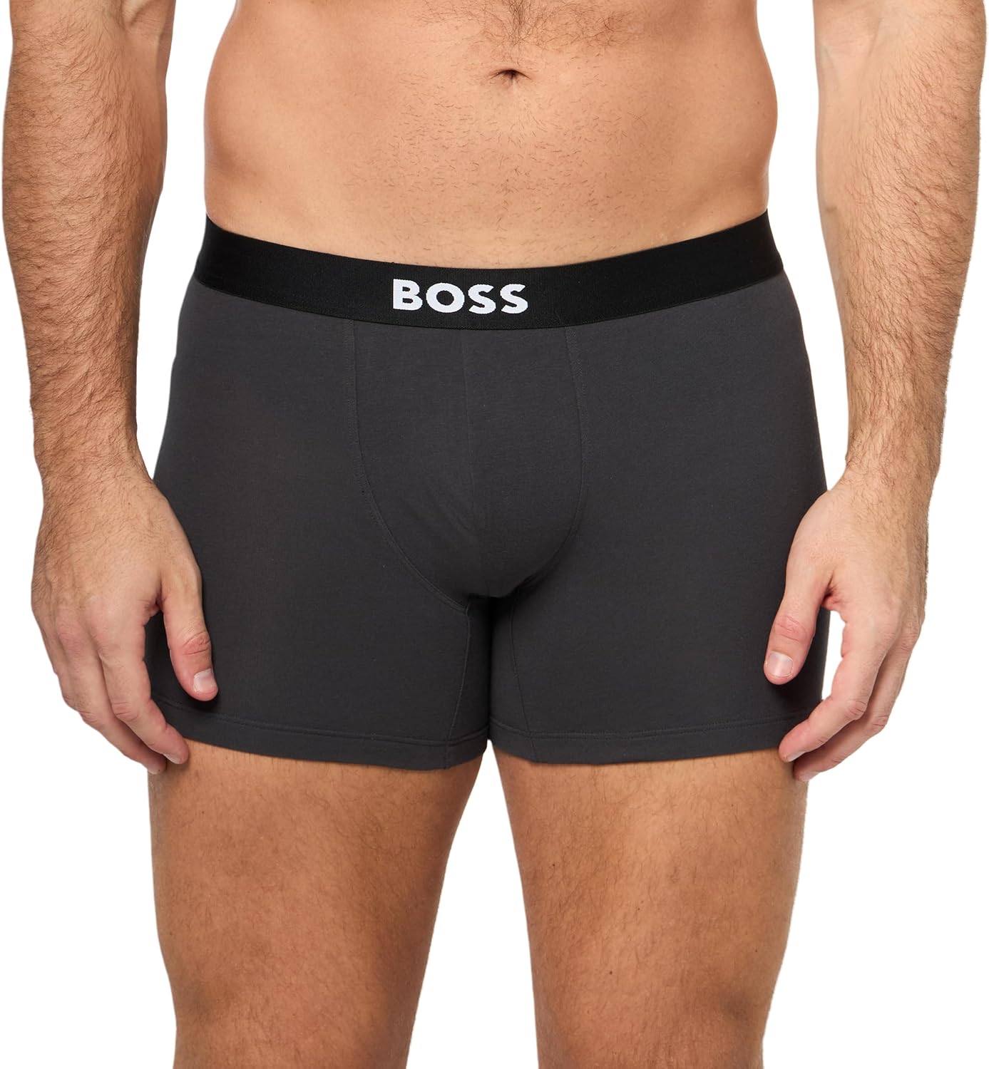 BOSS мужские гладкие трусы-боксеры с ярким логотипом, комплект из 3 пар, Ballad Blue/Silver/Asphalt Grey — фото 2