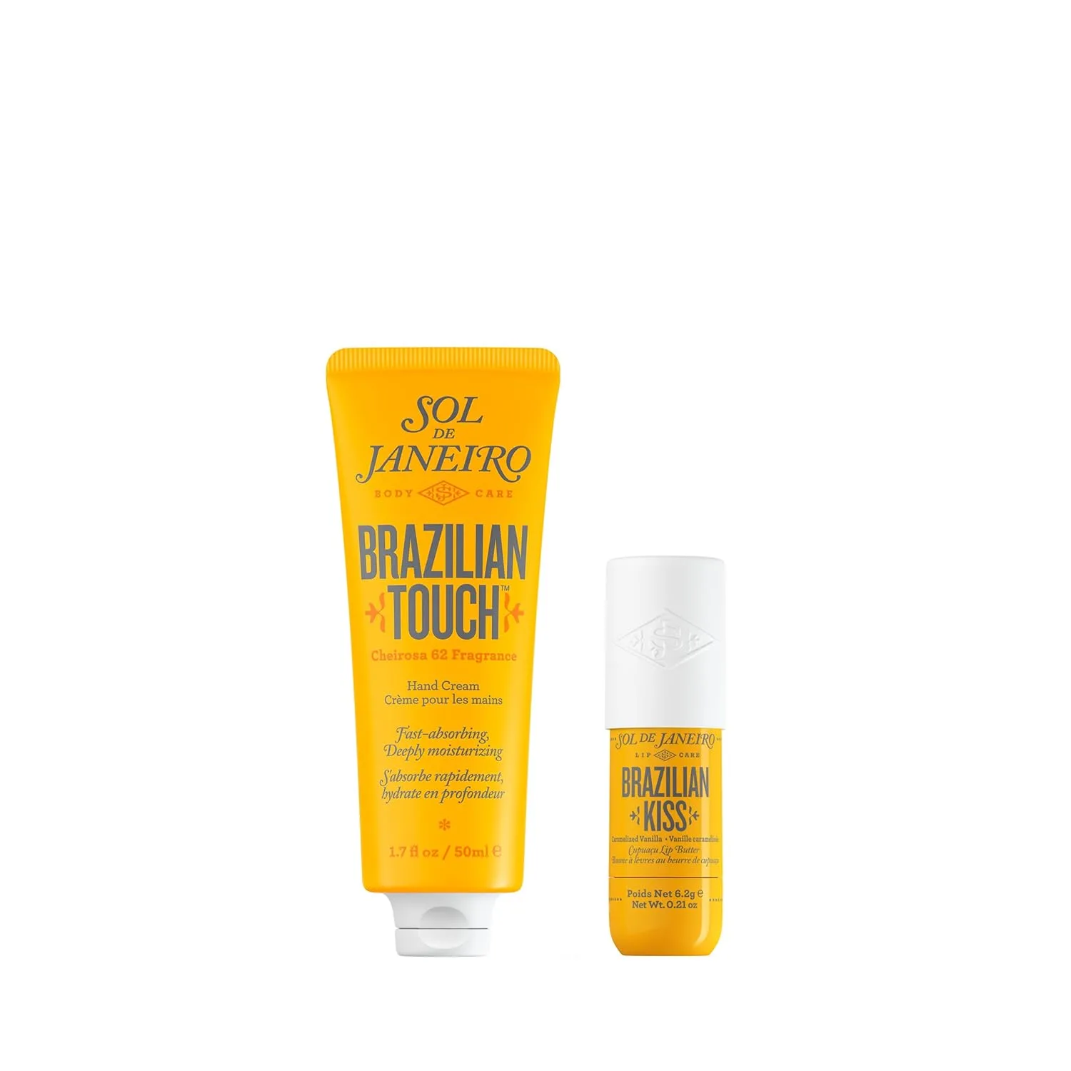 Крем для рук Sol de Janeiro Brazilian Touch + бальзам для губ Brazilian Kiss Cupuacu в дорожном формате, эксклюзивно на Amazon.