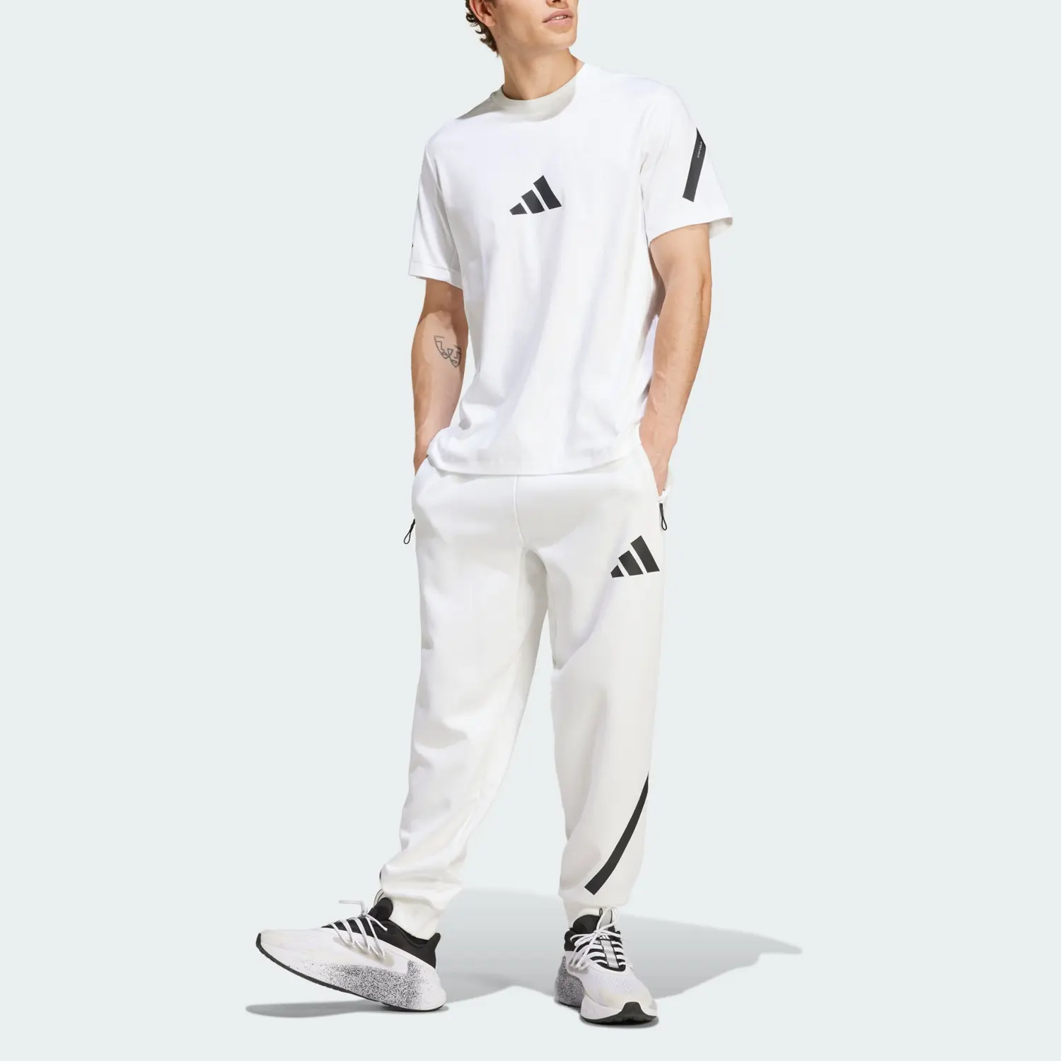 Футболка Z.N.E.T с контрастным логотипом Adidas, белый — фото 4