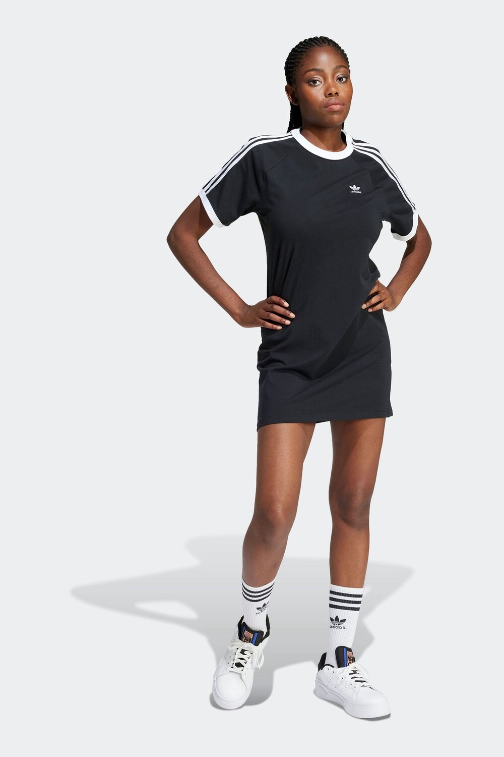 

Платье реглан с 3 полосками Adidas Originals, черный