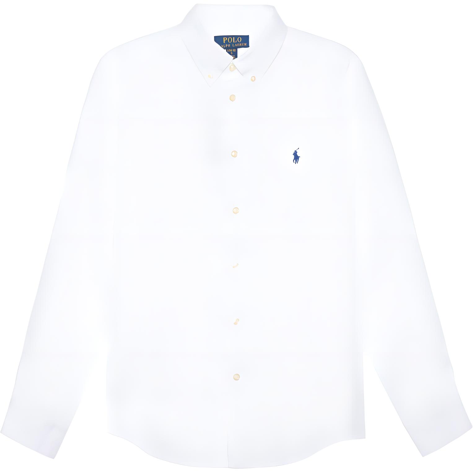 Polo Ralph Lauren Однотонная рубашка для детей белый, весна, лето и осень — фото 3