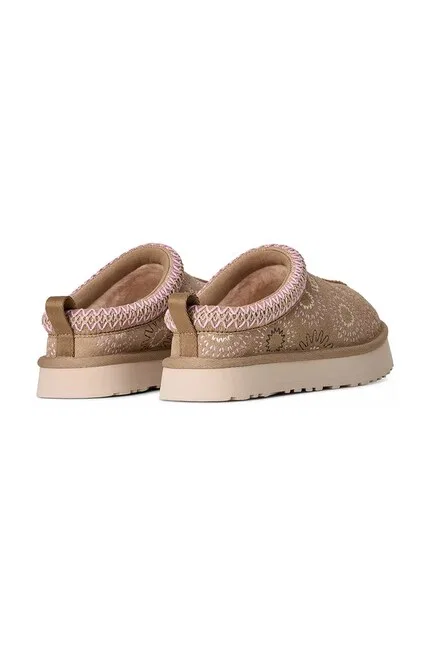 Тапочки детские из замши TAZZ SUN STITCH UGG, бежевый — фото 3