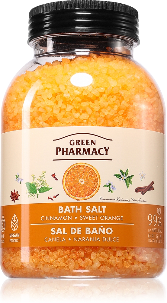 

Соль для ванн с корицей и сладким апельсином, расслабляющая соль для ванн Green Pharmacy, 1000 гр