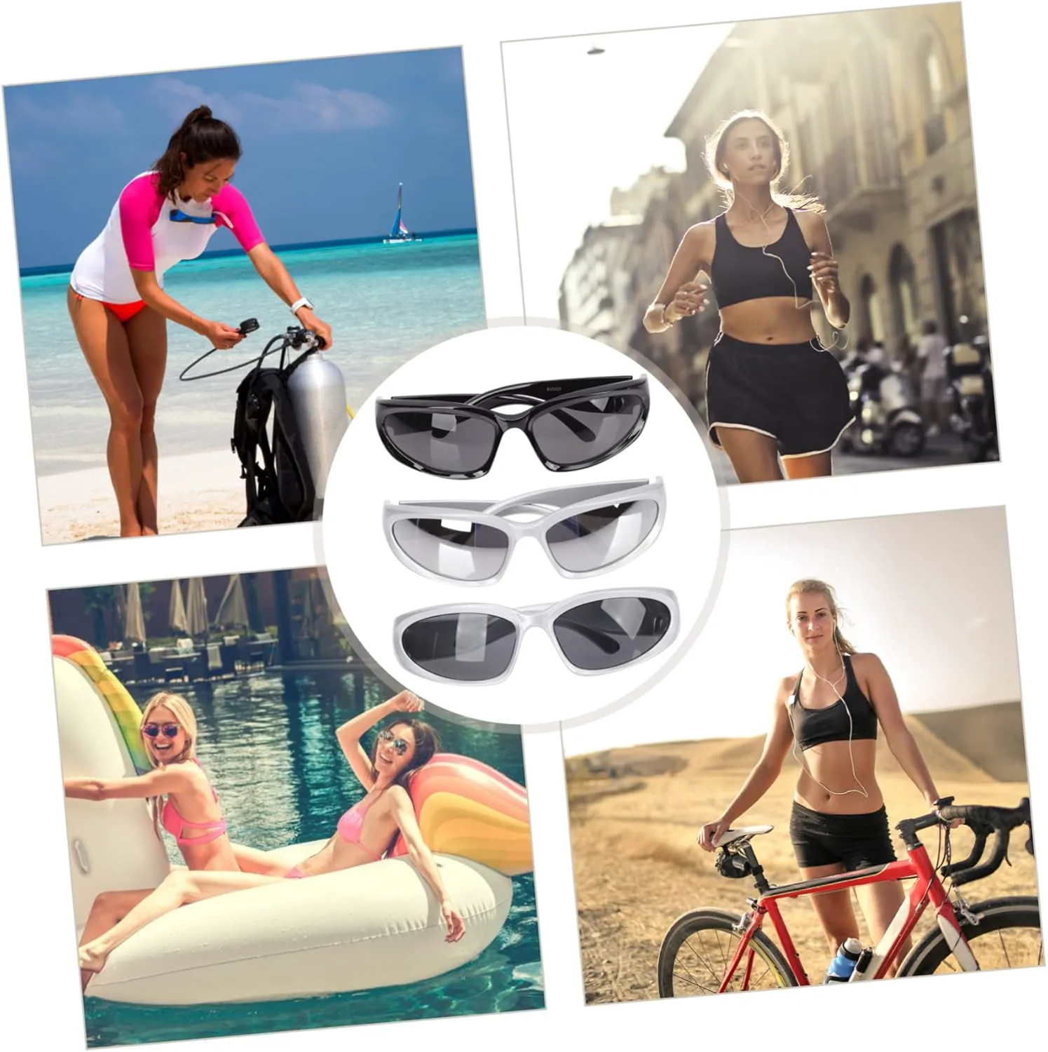 

6 спортивных солнцезащитных очков, модные очки, стильные очки для женщин и мужчин, бейсбольные солнцезащитные очки для вечеринок INOOMP, Assorted Colorx3pcs