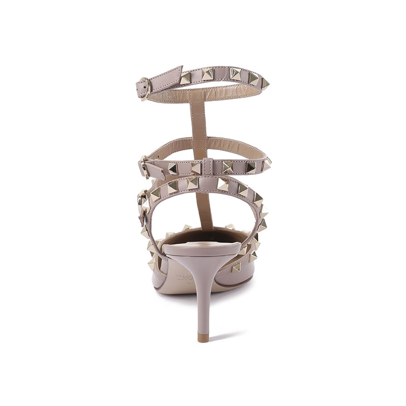 Valentino Каблуки ROCKSTUD Slim на шпильке 6,5 см женские серо-розовые — фото 4