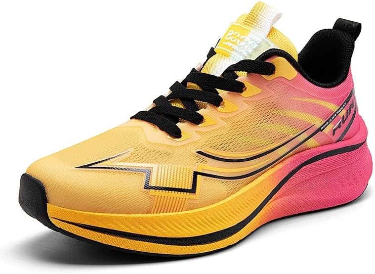 

Мужские кроссовки с круглым носком, сетчатые, дышащие, на шнуровке, повседневные спортивные, низкие, с толстой подошвой, легкие и нескользящие, подходят для ежедневной носки, путешествий и прогулок Igzbibg, желтый