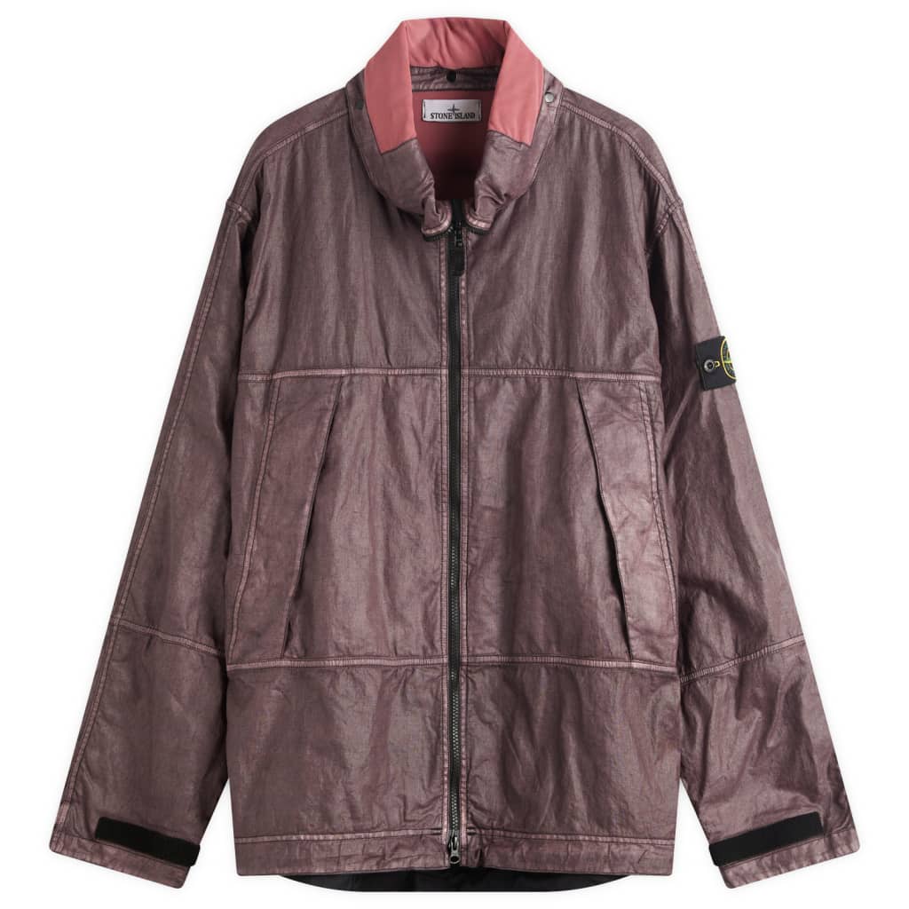 

Сырая льняная парка с пластинчатым покрытием OVD Stone Island, бордовый