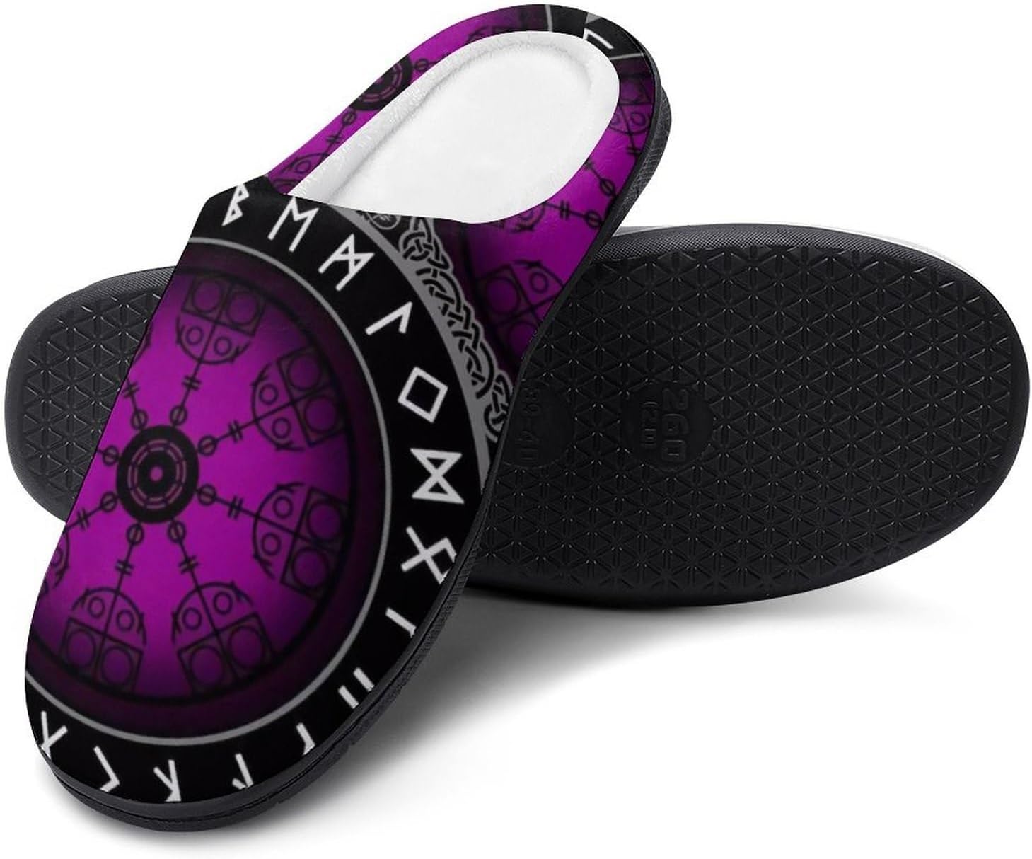 

Мужские теплые пушистые домашние тапочки из хлопка с закрытым носком и резиновой подошвой, выполненные в скандинавском стиле, с интересным рисунком молота Тора Yxhzyhy, Helm of Awe 1