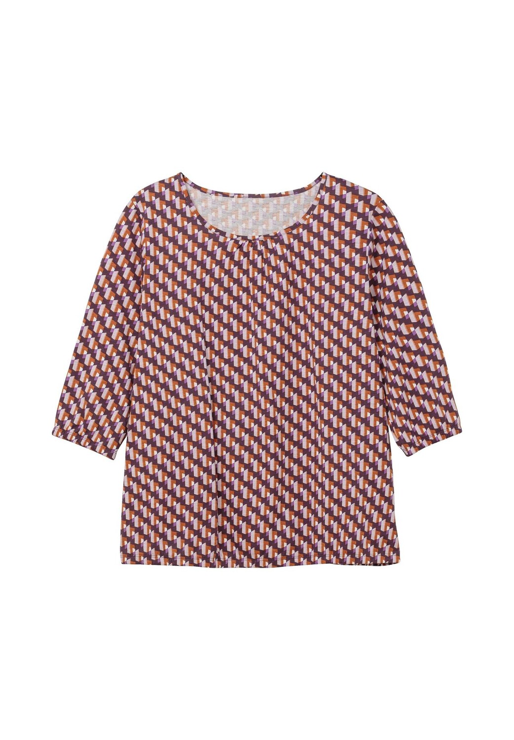 

Рубашка с рукавом 3/4, графическим принтом и эластичным поясом Sheego, цвет Aubergine Gemustert