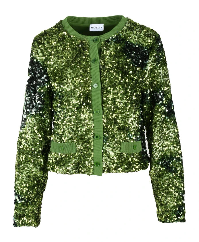 

Короткий кардиган с пайетками Marella, зеленый