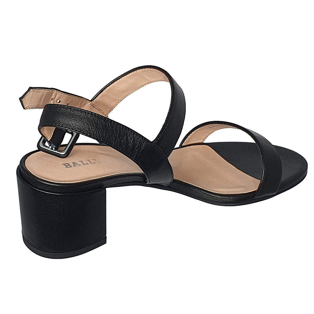Женские черные кожаные босоножки на каблуке Bally Carlas 6234126, черный — фото 3