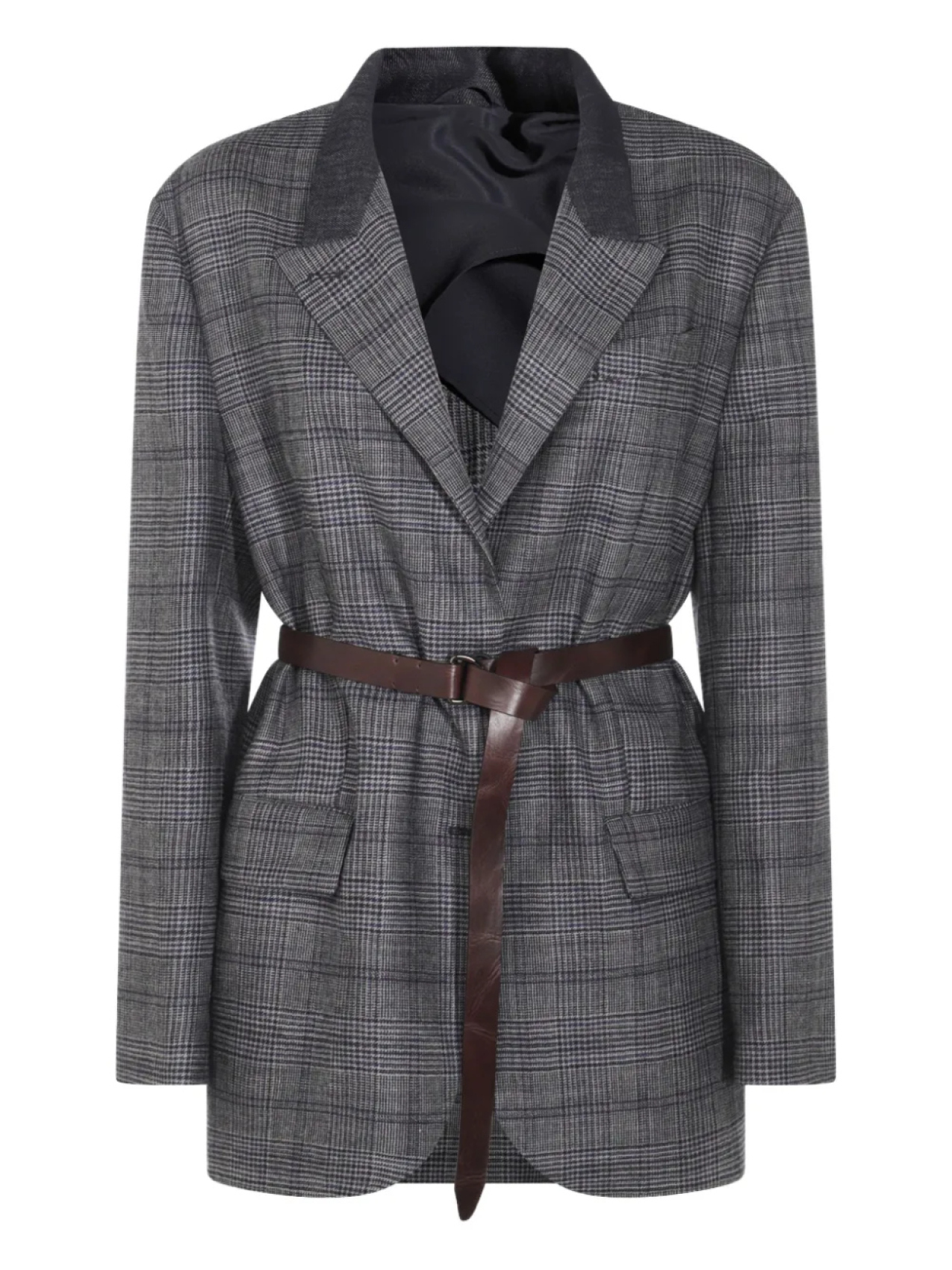 

Brunello Cucinelli блейзер с поясом, серый