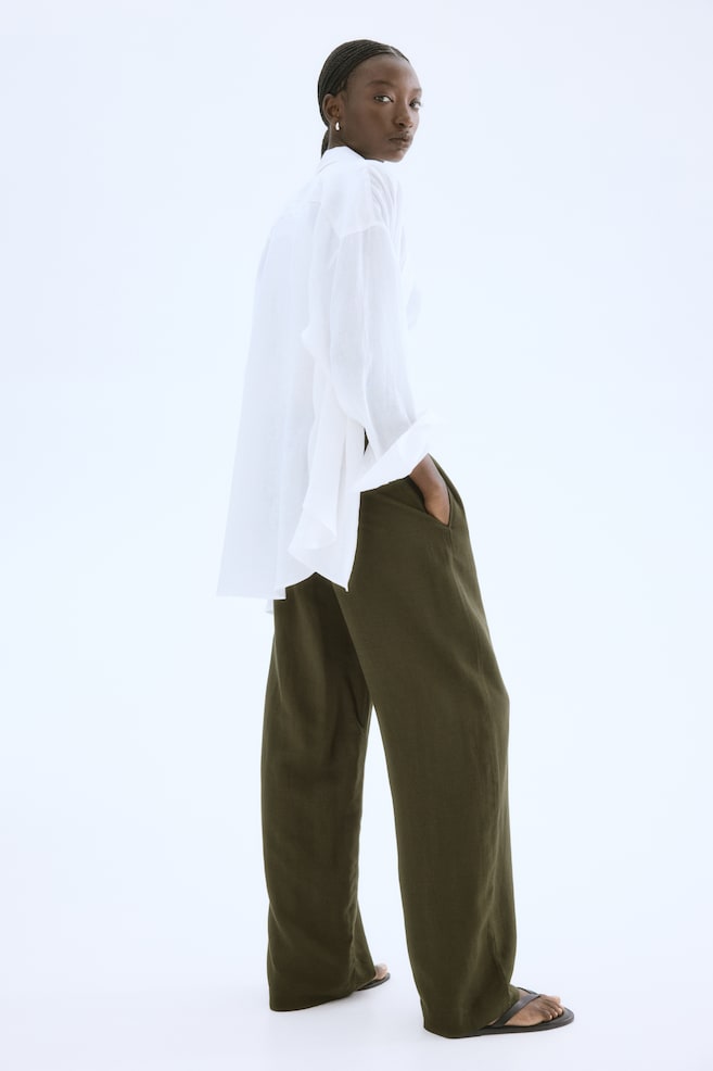 

Брюки из льняной смеси H&M, зеленый