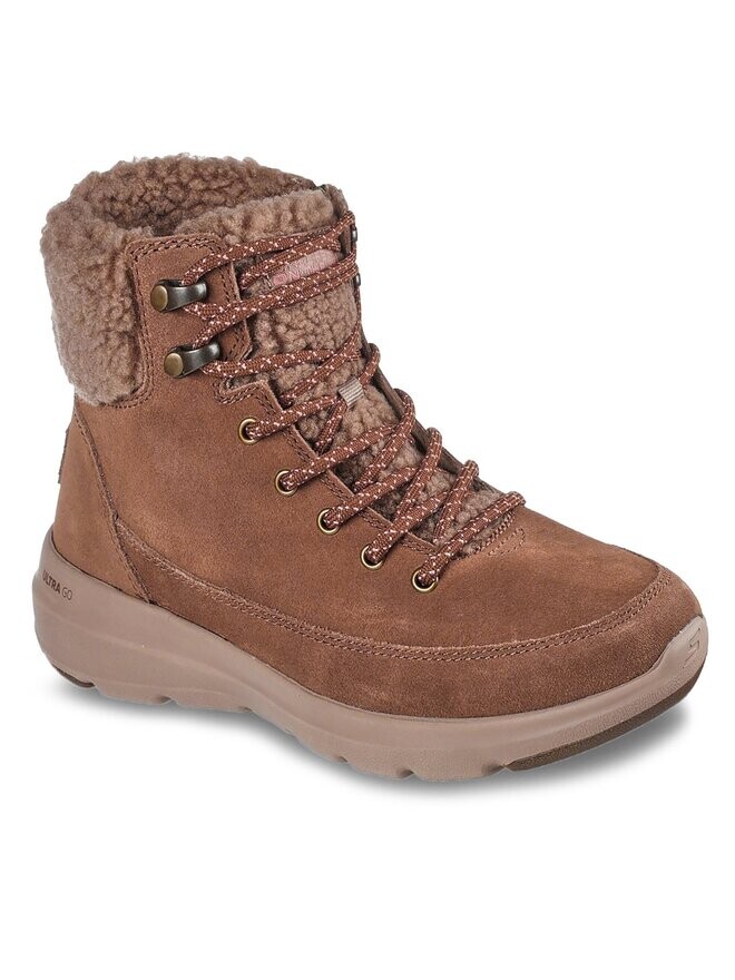 Ботинки женские Skechers Glacial Ultra Woodlands на плоской подошве, коричневый — фото 2