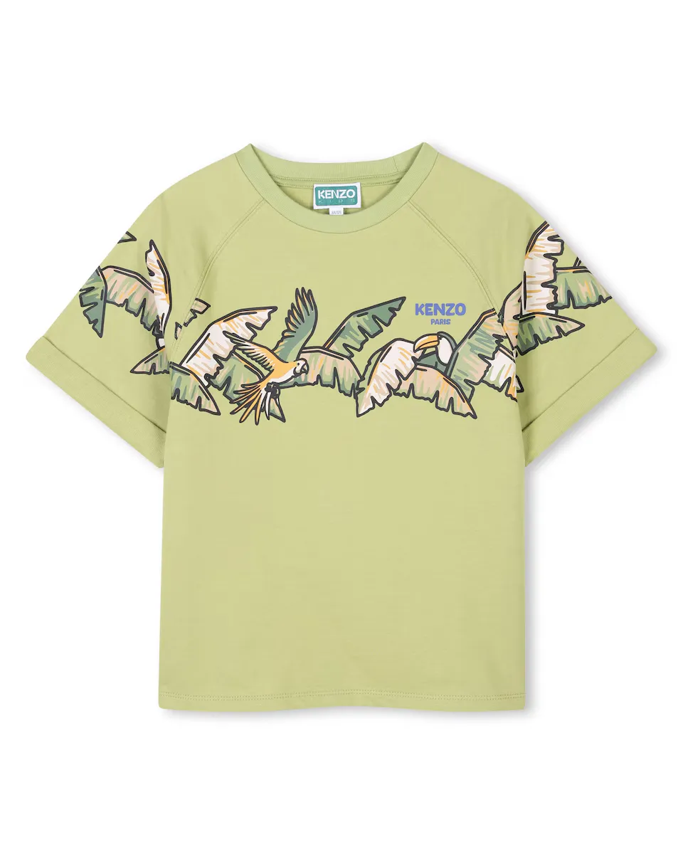 

Футболка для мальчика из зеленого хлопка Kenzo Kids, зеленый