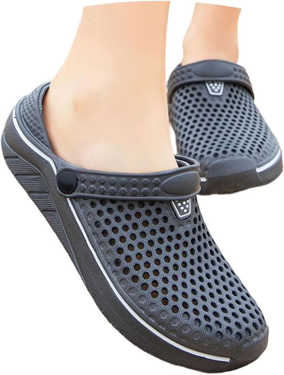 Сабо Garten Damen Hausschuhe Gartenschuhe унисекс Garten Pantoletten Weiche Sommer Сабо Sandalen Leicht Küchenschuhe mit Rutschfester Sohle Badelatschen Strand Schuhe Hsternexy, B51 Grau