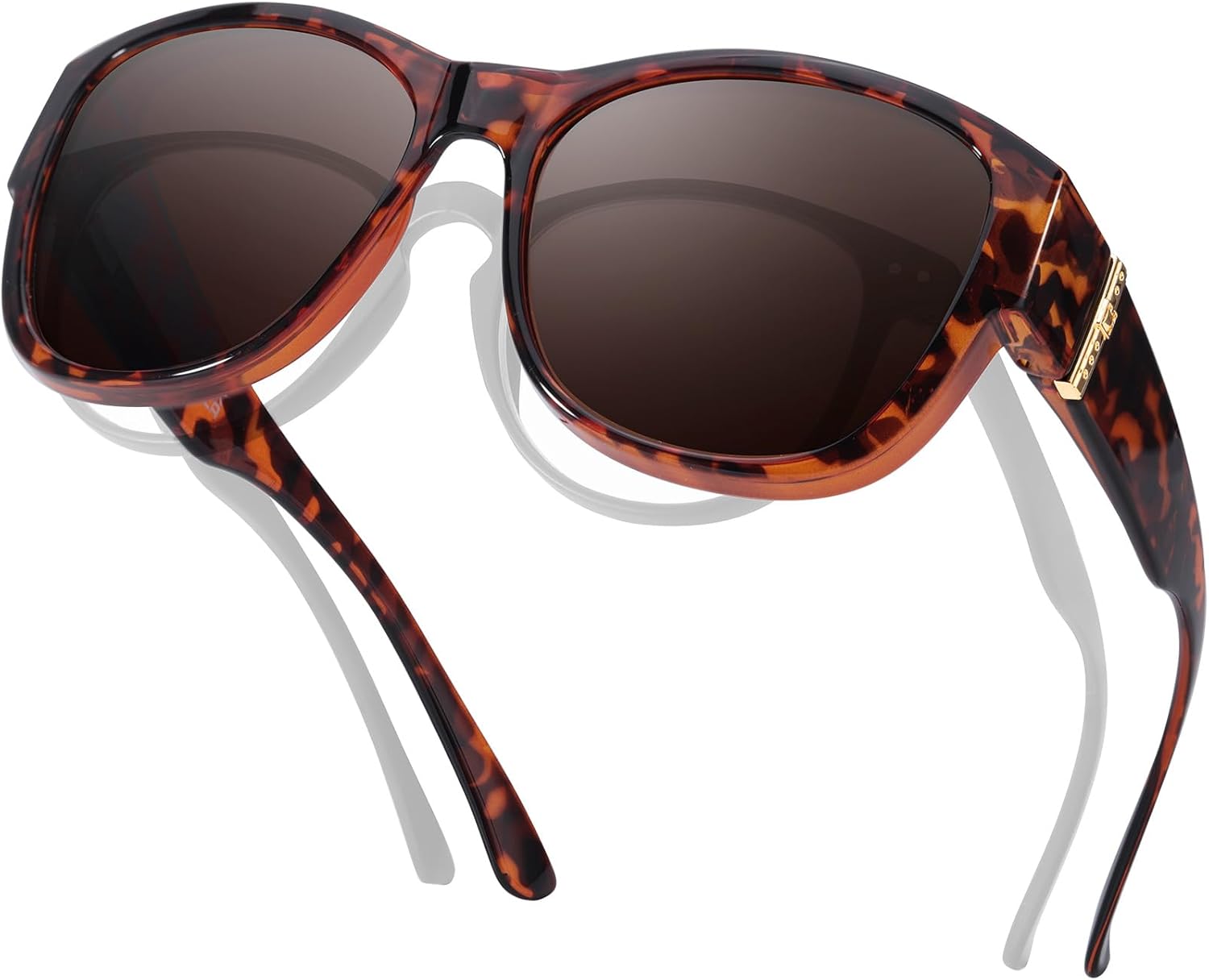 

Солнцезащитные очки Xfeel Trendy поверх обычных очков для женщин, большие солнцезащитные очки для женщин с защитой от УФ-излучения поверх очков с диоптриями, Tortoise Frame/Brown Lens