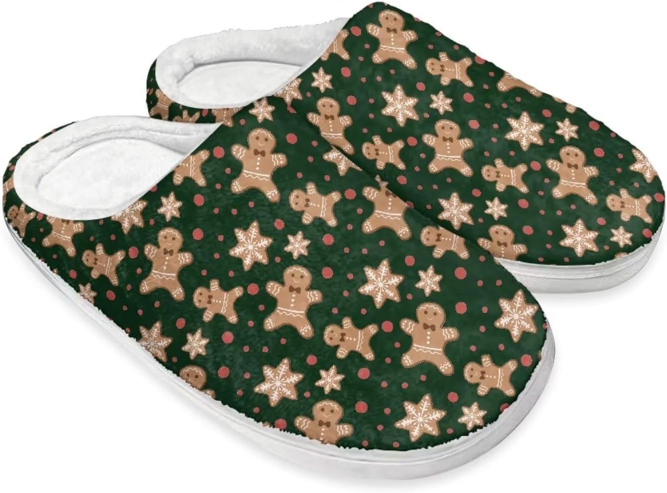 

Праздничные рождественские тапочки для дома и улицы, тапочки, хлопковые тапочки для женщин и мужчин, пушистые зимние тапочки Buxolandt, Christmas Cookies Print