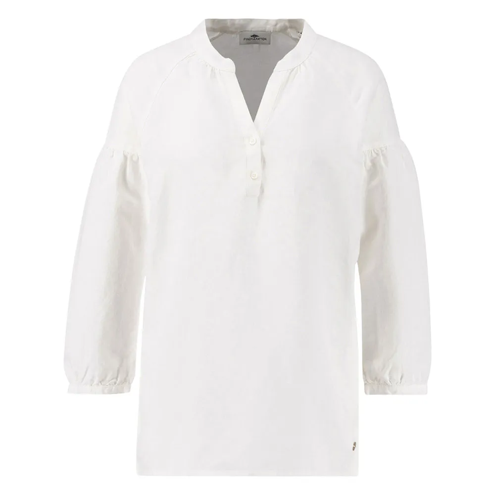 

Блуза из льняного микса с длинными рукавами Fynch Hatton с рюшами, белый
