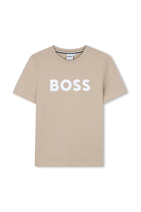 

Детская хлопковая футболка Boss, бежевый