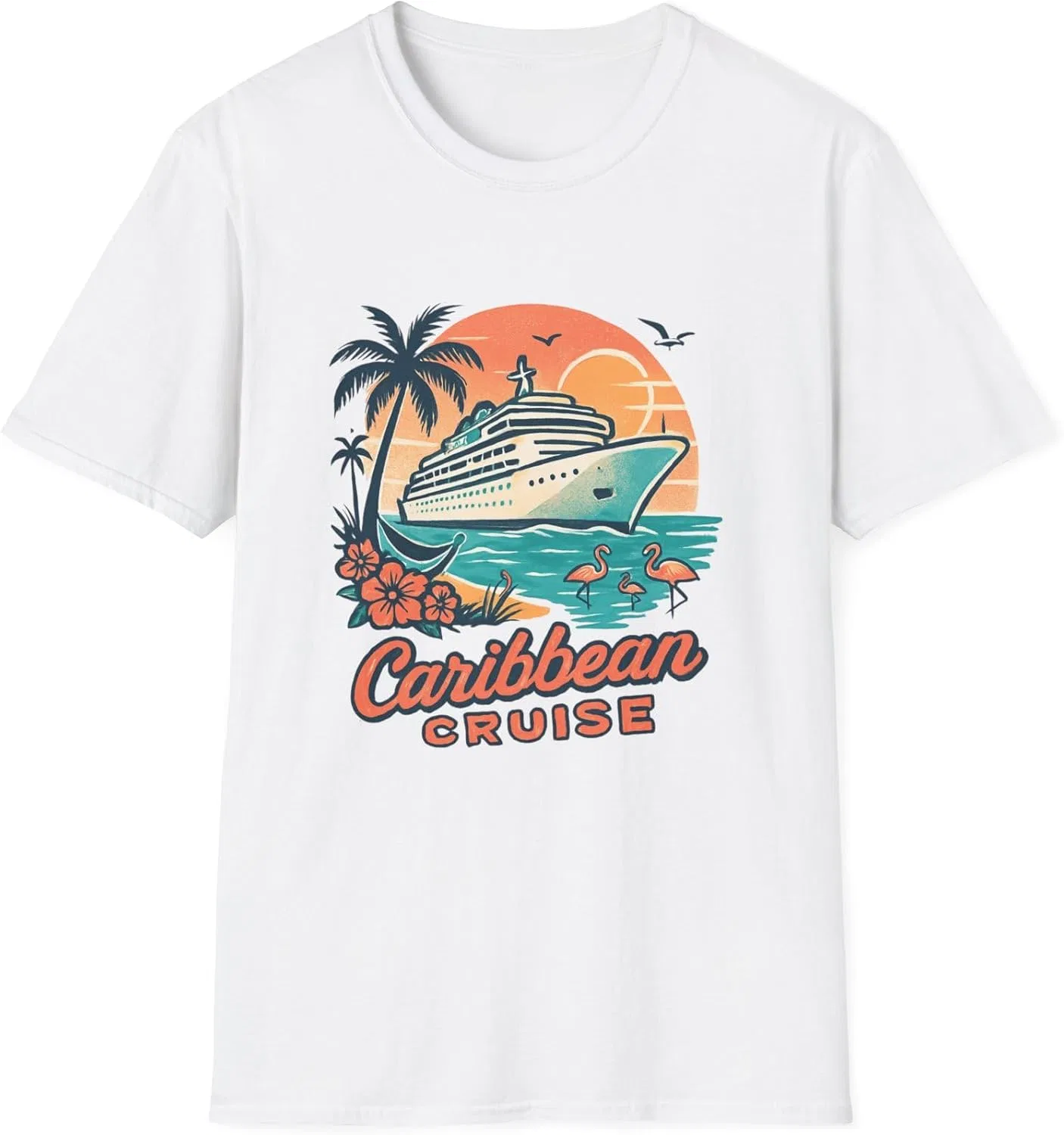 Футболка Caribbean Cruise, майка Vacation Tee, летняя одежда, подарок для путешествий, футболка для любителей круизов, тропический морской стиль GENERIC, белый