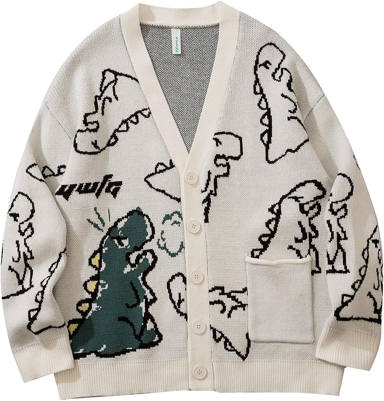 

Flygo мужской свитер с динозавром, вязаный кардиган