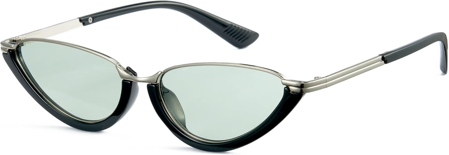 

Солнцезащитные очки Cyxus «Кошачий глаз» для женщин, минималистичная ретро-оправа из металла, модные очки для повседневного ношения, путешествий, уличного стиля, модель 1351, 05-glossy Black/ Green Lenses-1351