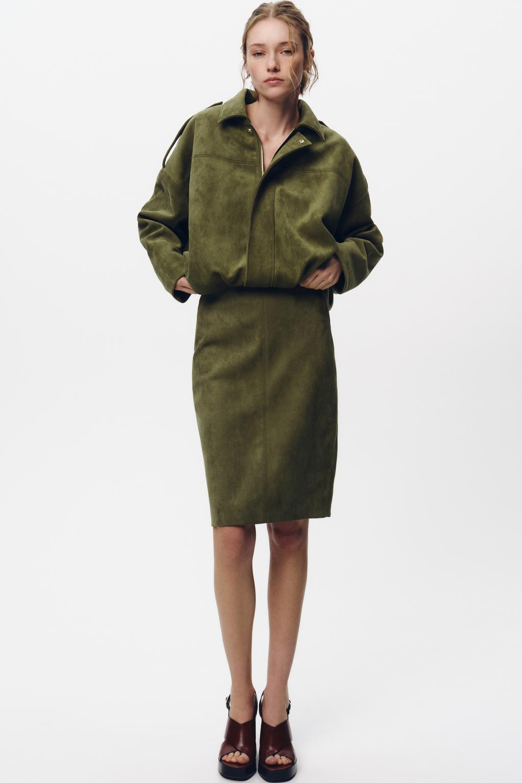 

Юбка из искусственной замши ZARA, цвет mid khaki