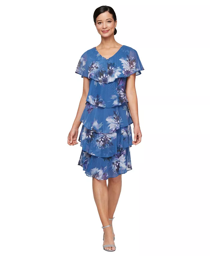 

Женское шифоновое платье А-силуэта с короткими рукавами SL Fashions