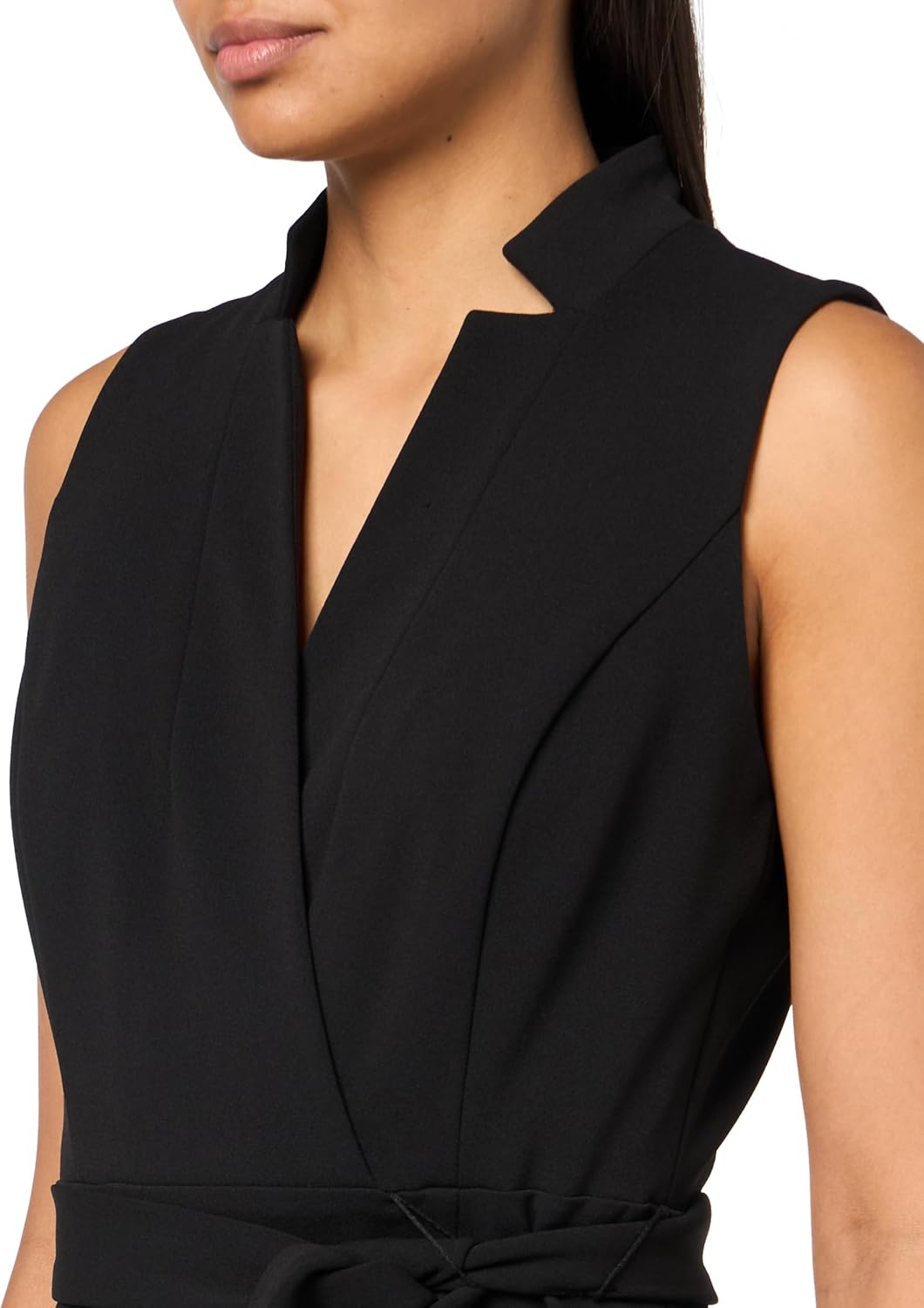 Женское платье Calvin Klein с креповым воротником и завязкой на шее, Black — фото 3