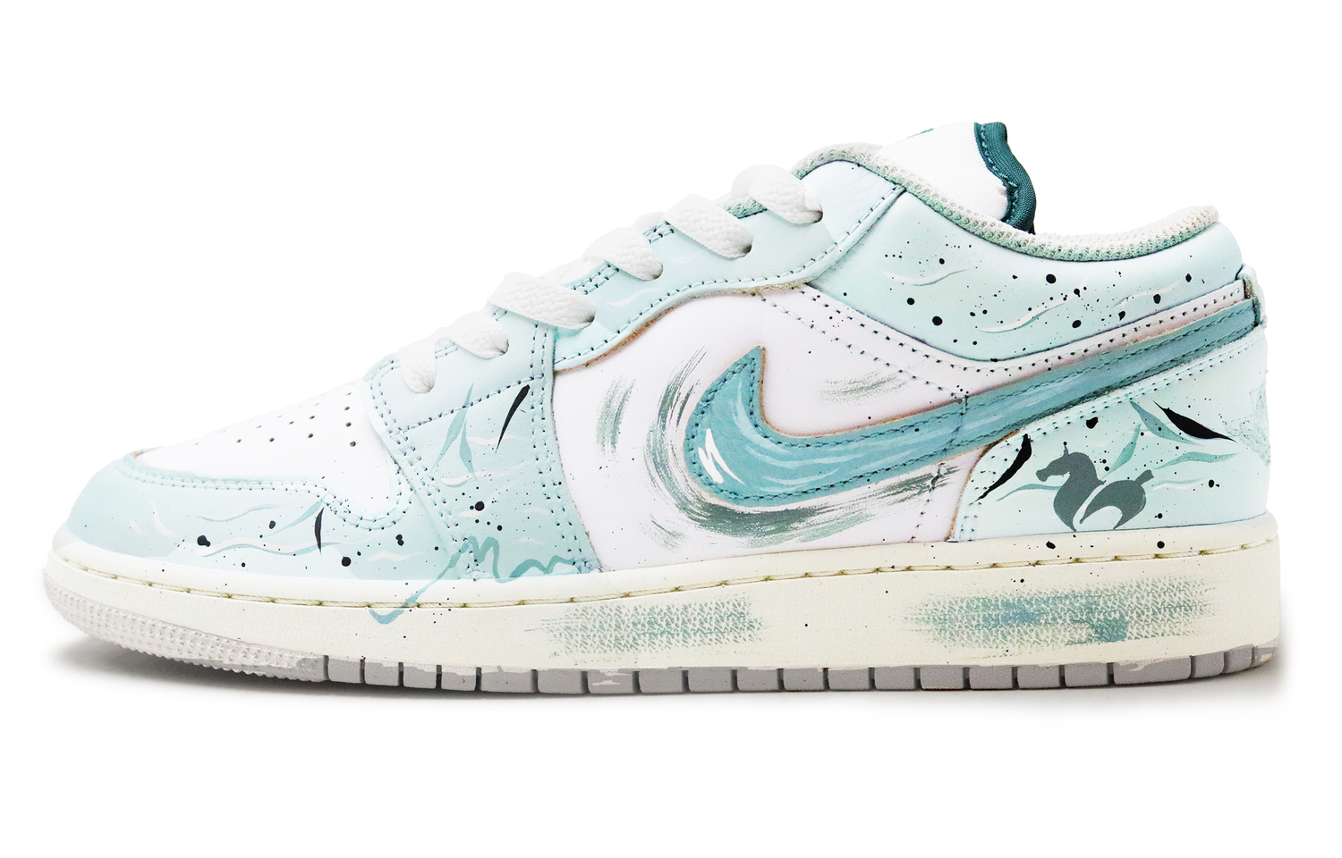 

Air 1 Cyber Qingma противоскользящие износостойкие детские баскетбольные кроссовки Cyan Unisex Jordan, cyan