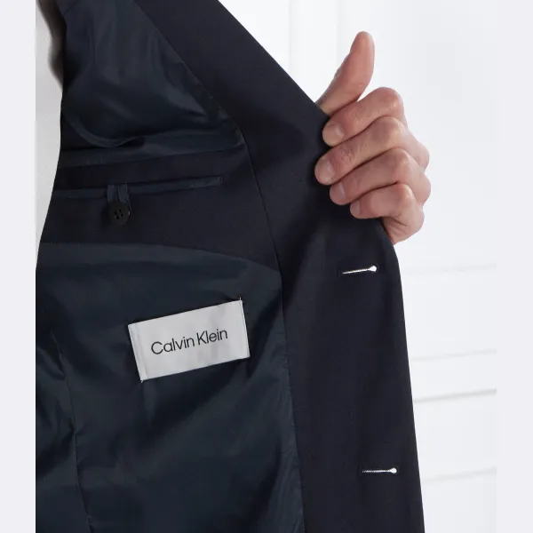 Элегантный современный шерстяной жакет стандартного кроя Calvin Klein, синий — фото 4